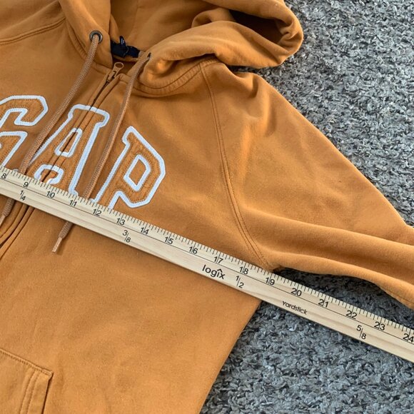 Gap Orange Hooded Sweatshirt Full Zip Front Logo Size L Cotton Blend - Picture 7 of 7